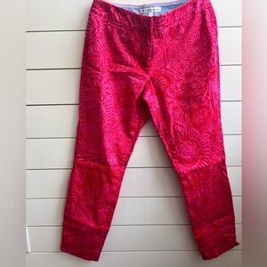Southern Tide Vibrant Red Floral Slacks size 2